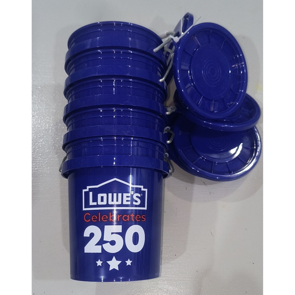 Lot of 5 - Lowe's 250 Mini Bucket with lid - Lowes 250th Blue USA Rare Exclusive